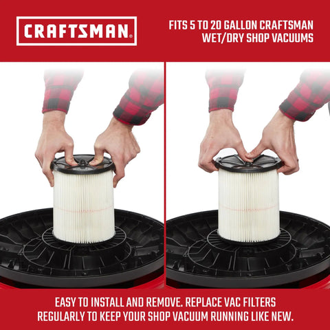 Genuine General Purpose Wet Dry Vacuum Replacement Filter For 5 To 20 Gallon Shop Vacs Easy Qwik Lock Install demonstration.
