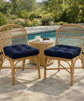 Durable Outdoor Chair Cushions Set Of 2, 19 X 19 X 5 Inches, Waterproof And Fade Resistant Navy Blue Cushions for patio chairs