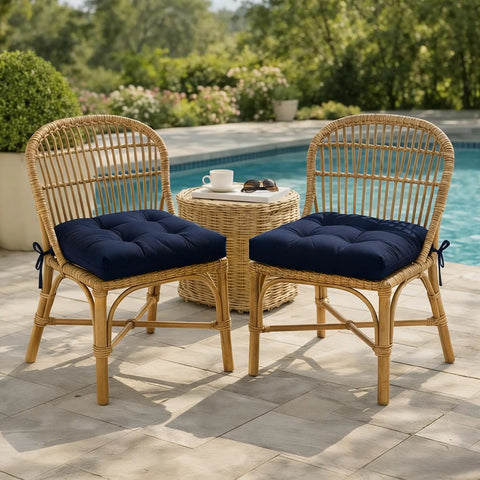 Durable Outdoor Chair Cushions Set Of 2, 19 X 19 X 5 Inches, Waterproof And Fade Resistant Navy Blue Cushions for patio chairs