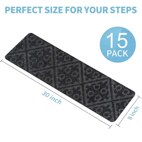Non Slip Carpet Stair Treads Set Of 15 With Reusable Non Slip Backing For Safe Steps For Kids Elders And Pets 8 By 30 Inches