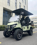 Electric Golf Cart With Fold Up Rear Seats 48V 150Ah Lithium Battery Backup Camera White sleek design with four seats and a roof