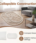 Folded Double Hammock Chair With Cushions For Indoor And Outdoor Hangouts Boho Macrame Swing Seat on a living room floor