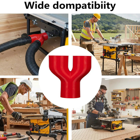 2.5 Inch Shop Vac Y Connector Splitter For Woodworking Tools & Dust Collection Systems, red dual port vacuum adapter for efficient dust collection.