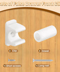 Image showing Eight Pairs False Drawer Front Clips For Cabinet Fronts With Screws Included, with dowels, nails, and screws on wooden background.