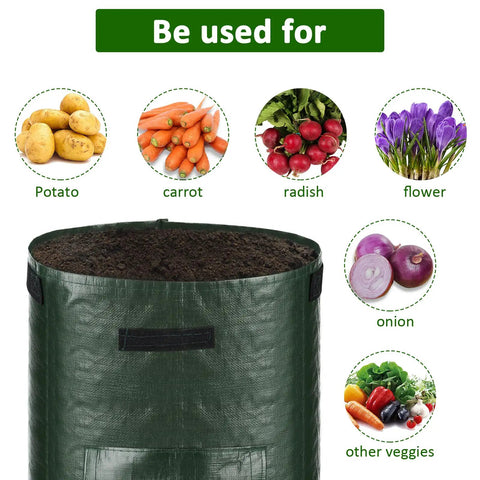 4 Pack 10 Gallon Grow Bags With Flap And Handles For Vegetables And Fruits Durable PE Planter Pots For Potatoes Onions Tomatoes Carrots