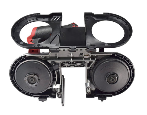 M12 FUEL 12 Volt Cordless Compact Band Saw Kit showing internal components, two and a half inch cut capacity, metal cutting, brushless motor
