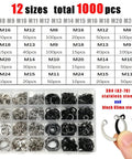 Beefy Heavy Duty Retaining Ring Kit 1000 pcs 8-24mm Internal C Type Circlip Stainless Steel 304 for Locking Bearings