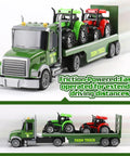 Massive 27 Inch Friction Powered Semi Truck Playset With Two Tractors Farm Vehicle Set For Toddlers And Kids Ages 3 4 5 6 Years Old