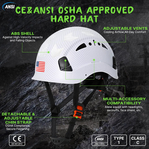 Top Tier White Carbon Fiber Look Hard Hat With Maximum Airflow Vents And Sturdy Six Point Suspension For Real Construction Pros Ansi Osha Certified Boss Level Support Beat The Heat On Every Grindy Shift