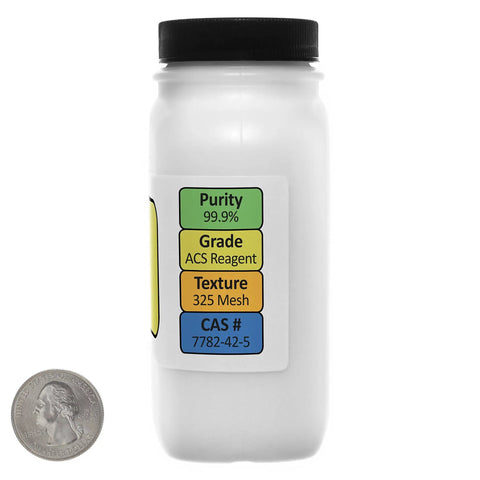 Fine Powder Lubricant For Precision Mechanisms Graphite Based 99.9% ACS Grade 325 Mesh in white bottle with label