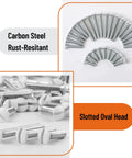 75 Pack Wall Plate Screws Set With Slotted Oval Heads For Outlets And Light Switches, silver to white painted finish.