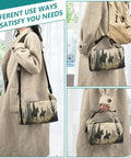 Cowboy Desert Themed Insulated Lunch Bag Tote for Women and Men carried in different ways, showcasing leakproof lunch box with high capacity.