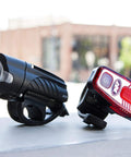 Swift 500 Front Bike Light and Sabre 110 Rear Light Combo Pack Easy to Install USB Rechargeable Bicycle Headlights on display