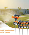 3 Pack Pulsating Sprinklers With Metal Spike 360 Degree Adjustable Rotating Impact Sprinkler In Black And Orange for yards