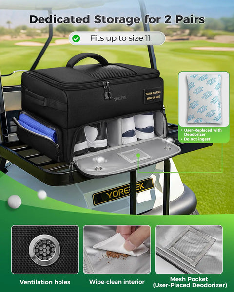 Premium Golf Trunk Organizer For Cars With Insulated Pouch And Dust Proof Layer Multi Compartment Design on golf cart