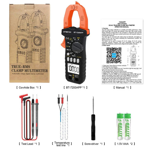 Smart TRMS 6000 Counts Clamp Meter With App Hookup For Android And iOS Digital Clamp On Ammeter for AC/DC current and accessories