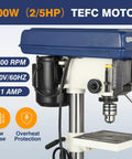 Kickass 8 Inch Benchtop Drill Press With Heavy Duty Cast Iron Head And 5 Variable Speed Settings Up To 3100 Rpm Plus Tilting Height Adjustable Work Table For Home Shop Projects featuring a sturdy 300W TEFC motor.