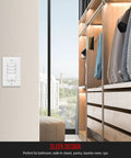 30 Minute No Neutral Countdown Timer Switch For Lights, Fans And Heaters, installed in modern closet with clothes hanging