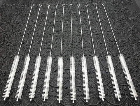 Long Reach Straw Cleaner Brush Set With 12 Inch Length And 12mm Diameter Nylon Bristles Stainless Steel Handle in 10 Piece Set