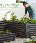 6x3x2ft Outdoor Metal Raised Garden Bed With A 24 Inch Deep Root Box For Veggies, Flowers And Herbs, 269 Gallon Soil Capacity