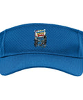 Royal Blue Adjustable Sports Sun Visor With Mesh Backing for mechanics, featuring a fun graphic, ideal for CNC pros.
