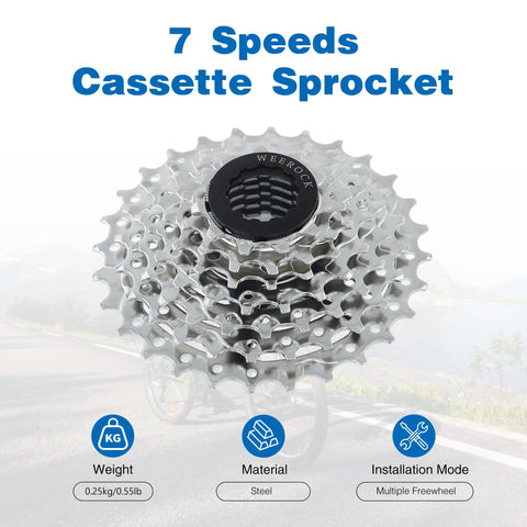 Bike Cassette Sprocket 7 Speed 11-28T for Mountain Bike MTB Accurate Shifts Wide Gear Range Durable Alloy Construction