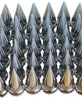 Chrome ABS Axle Cover Set With Hub Caps And 33mm Screw On Spiked Lug Nut Covers For Semi Trucks arranged in rows