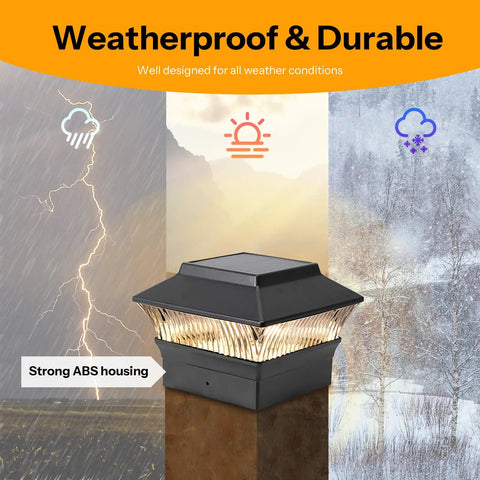 8 Pack Solar Post Cap Lights for Flat Surfaces and 4x4 Vinyl Posts Also Fits 4x6 Wood Sits On Top 25 Lumen 3000K Warm White Weatherproof