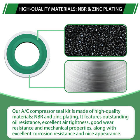 AC Compressor Seal Washers Kit 160 Piece Assortment With 6 Sizes NBR and zinc plating materials description