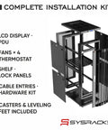 Heavy Duty 37U Server Rack Cabinet 39 Inch Deep Floor Standing Network Enclosure With Silent Blast Fans Top Tier Airflow Doors Straight Up 1600 Pound Load Rating For Home Lab Nas Setup, installation kit with LCD display, fans and shelves.