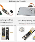 ESP32 P4 ETH Development Board with 100 Mbps Ethernet kit connection examples and power supply methods displayed.
