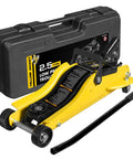2.5 Ton Trolley Jack With Carrying Case Hydraulic Low Profile Floor Jack For Cars Lift With Single Piston Pump 5500 Lb Capacity Heavy Duty Steel Construction Easy Roll Casters shown with case