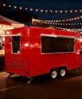 Turnkey Commercial Food Truck Trailer Ready To Roll Fully Loaded Mobile Kitchen Setup With Slick Prep Counter And Large Service Window at night market.