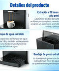 Solid Espresso Machine With Built In Grinder And Fast Milk Frother Featuring A Seven Inch Touch Screen 20 Bar Pressure And Independent Temperature Control For Killer Cappuccino Lattes And Cold Brew Coffee Hits showing 20 bar extraction process with coffee cup and removable water tank.
