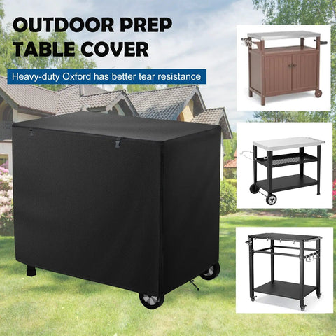 Outdoor Dining Cart Cover With Split Zipper, Waterproof 40 By 24 By 32 Inches, covering movable carts and prep tables