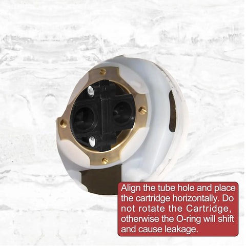 Shower Valve Replacement Kit With Mixer Cap And Pressure Balancing Cartridge For Half Inch Shower Valve Kohler Rite Temp Compatible Replaces GP500520 And GP77759 Includes Cartridge And Cap Two Sets showing cartridge installation.