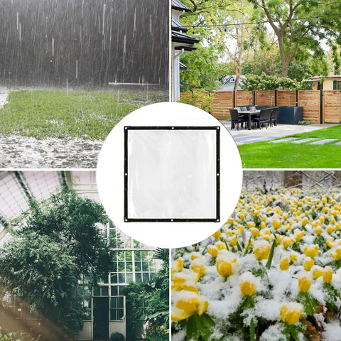 Two Pack Clear Tarp Covers Heavy Duty Waterproof Tarpaulin With Grommets For Garden Greenhouse Balcony Patio And Outdoor Use Tear Resistant Weatherproof 39 By 39 Inch Rain Snow Wind Protection