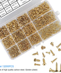1200 Pcs Tiny Phillips Flat Head Self Tapping Screws Set For Wood Plastic And Soft Metal M2 M2.5 M3 Countersunk Tap Screws Golden