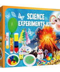 110 Hands On Science Experiments Kit For Kids with volcano eruptions, crystal projects, and vibrant experiment illustrations.