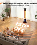 Infrared 1500W Outdoor Patio Heater Tower 42 Inch Tall With 9 Heat Settings And 9H Timer IPX5 Waterproof in a living room setup