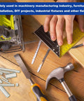 Image of tools including saw, hammer, and ruler used with Rock Solid 316 Stainless Steel Dowel Pins Plus Hella Tough Cylindrical Shelf Support Pegs.