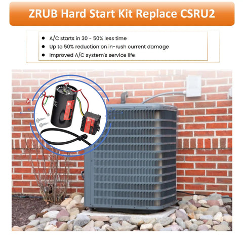 Hard Start Capacitor Kit For 3.5 To 5 Ton AC Units Replaces CSR U2 Compressor Saver Start Assist with image of unit installation