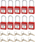 Red Lockout Safety Padlocks Set Of 2 With 4 Keys One Worker One Lock One Key Policy Writable Label Non Conductive Thermoplastic