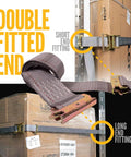 Beefy Heavy Duty E Track Straps 2 Inch By 16 Foot 4 Pack With 3 Spring E Fittings 4400 Pound Break Strength Gray Polyester