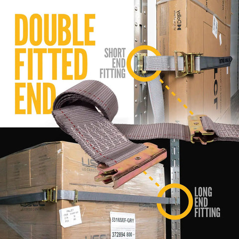 Beefy Heavy Duty E Track Straps 2 Inch By 16 Foot 4 Pack With 3 Spring E Fittings 4400 Pound Break Strength Gray Polyester