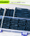 460 Pcs Pocket Hole Screw Kit With 1 Inch 1 And A Quarter Inch 1 And A Half Inch 2 Inch And 2 And A Half Inch Coarse Thread Blue Anti Rust Coated Square Drive Self Tapping Wood Screws For Indoor Outdoor Projects in plastic case