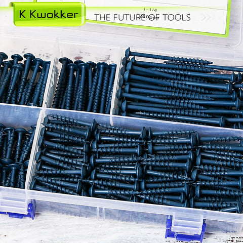 460 Pcs Pocket Hole Screw Kit With 1 Inch 1 And A Quarter Inch 1 And A Half Inch 2 Inch And 2 And A Half Inch Coarse Thread Blue Anti Rust Coated Square Drive Self Tapping Wood Screws For Indoor Outdoor Projects in plastic case