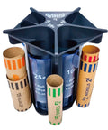 Ultimate 5 In 1 Coin Counter And Sorter Tube For US Coins From Pennies To Dollars with included coin wrappers.