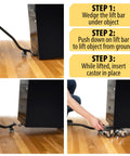 Heavy Duty Furniture Movers With Wheels Set Of 4 Easy Sliders Dollies Lifter Tool For Moving Sofa Couch Cabinet Appliances Piano Up To Two Thousand Pounds Moves Heavy Stuff Like A Pro in use showing lift bar under furniture
