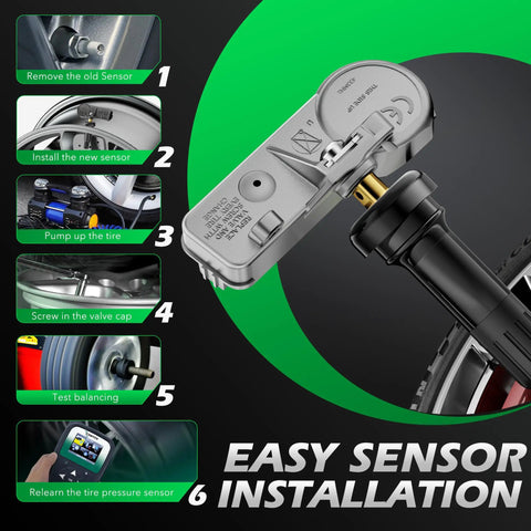Heavy Duty Tpms Tire Pressure Sensors Set Of 4 Direct Fit Gm Vehicles Built To Last installation step image showing tire sensor attachment.